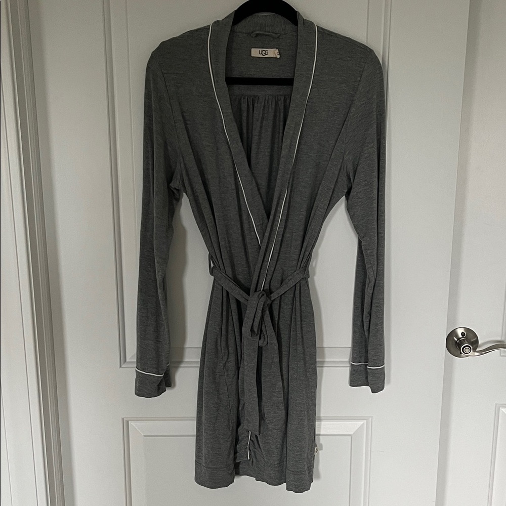 UGG Gray Robe with White Piping